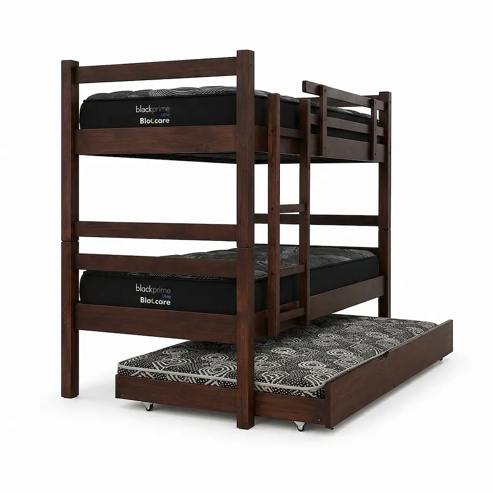 Camarote Desmontable Triple L210 cm  /Colchones Black Prime - Uno + Ideal / 1.5 Plaza 2