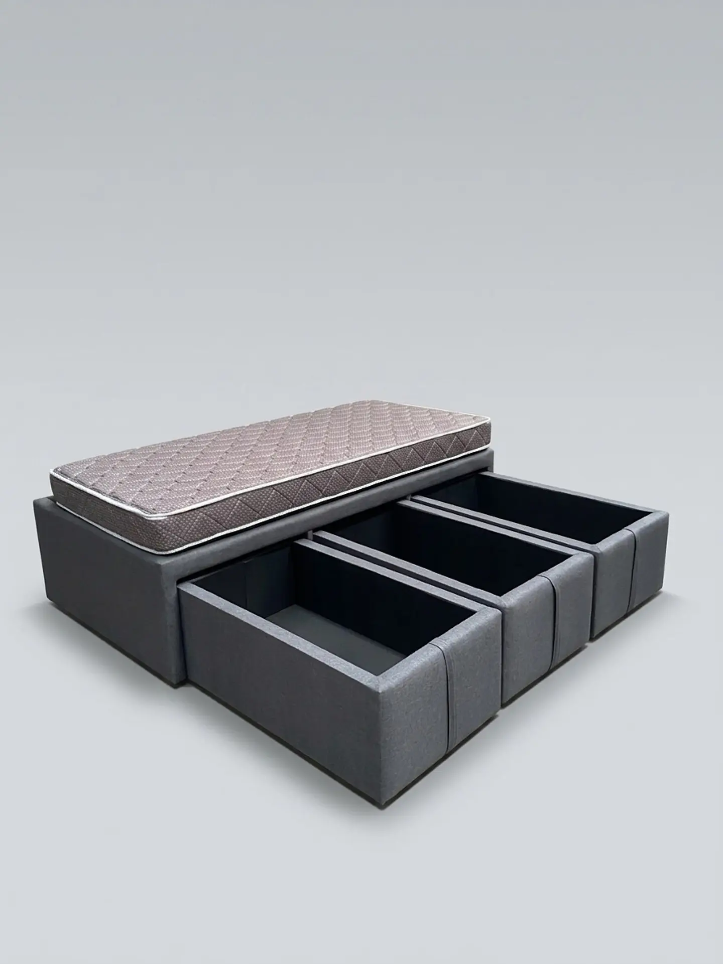 Cama Con Cajón 1 Plaza + Colchon Modelo Ideal / Con Patas De 4.5 cm (Gris) 2
