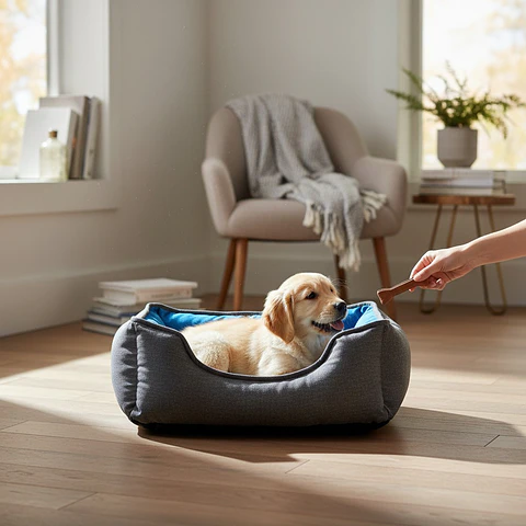 Cama de Mascotas De Espuma  - Talla S (55x40 cm) - A piso (Gris)