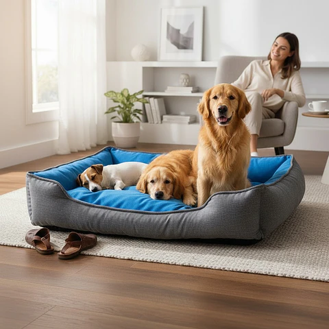 Cama de Mascotas De Espuma  - Talla XL (110x80) - A Piso (Gris)