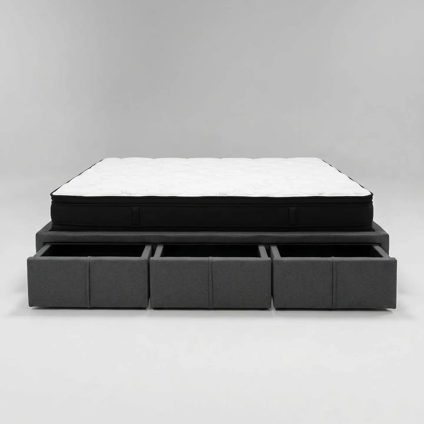 Cama Con Cajón 2 Plaza + Colchon Black Prime - Dos / Con Patas De 4.5 cm (Gris) 4
