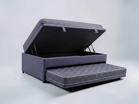 Cama Nido Baúl TRIPLE 1.5 Plaza - 200 cm Arriba / 190 cm Abajo + Colchón Ideal 