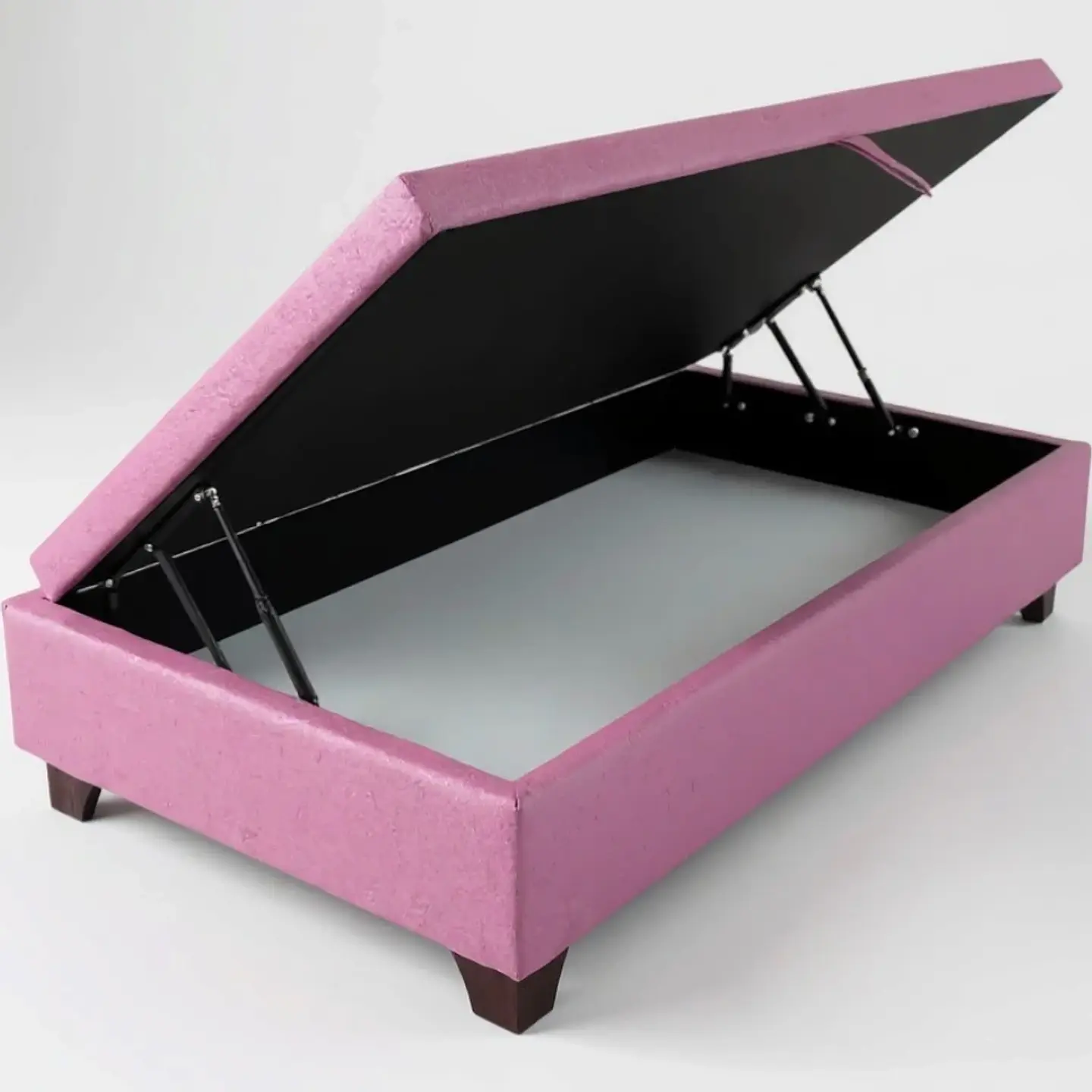 Base Cama Baul 1.5 Plazas / Lateral / Patas Madera (Rosa) 1