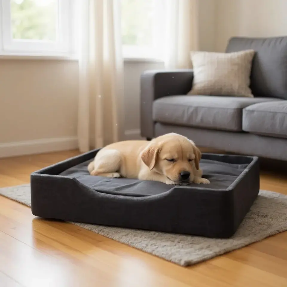 Cama de Mascotas - Talla S Extra (55x40 cm) / A Piso (Negro) 1
