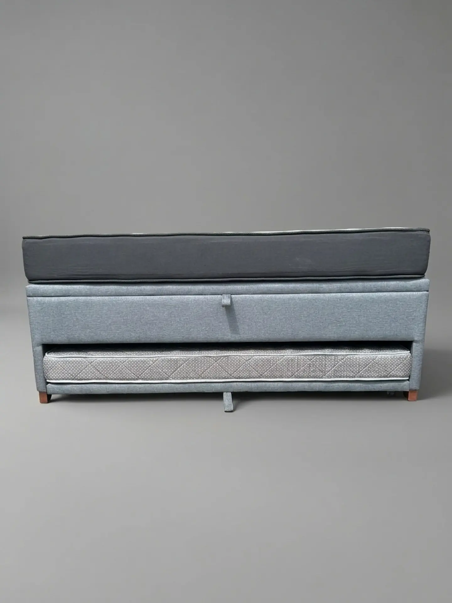 Cama Nido Baúl TRIPLE 1.5p - 200cm Arriba / 190cm Abajo + Colchón Black e Ideal- Patas Madera 5