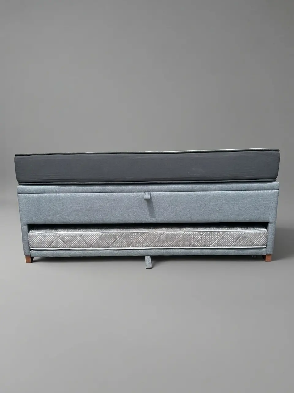 Cama Nido Baúl TRIPLE 1.5p - 200cm Arriba / 190cm Abajo + Colchón Black e Ideal- Patas Madera 5
