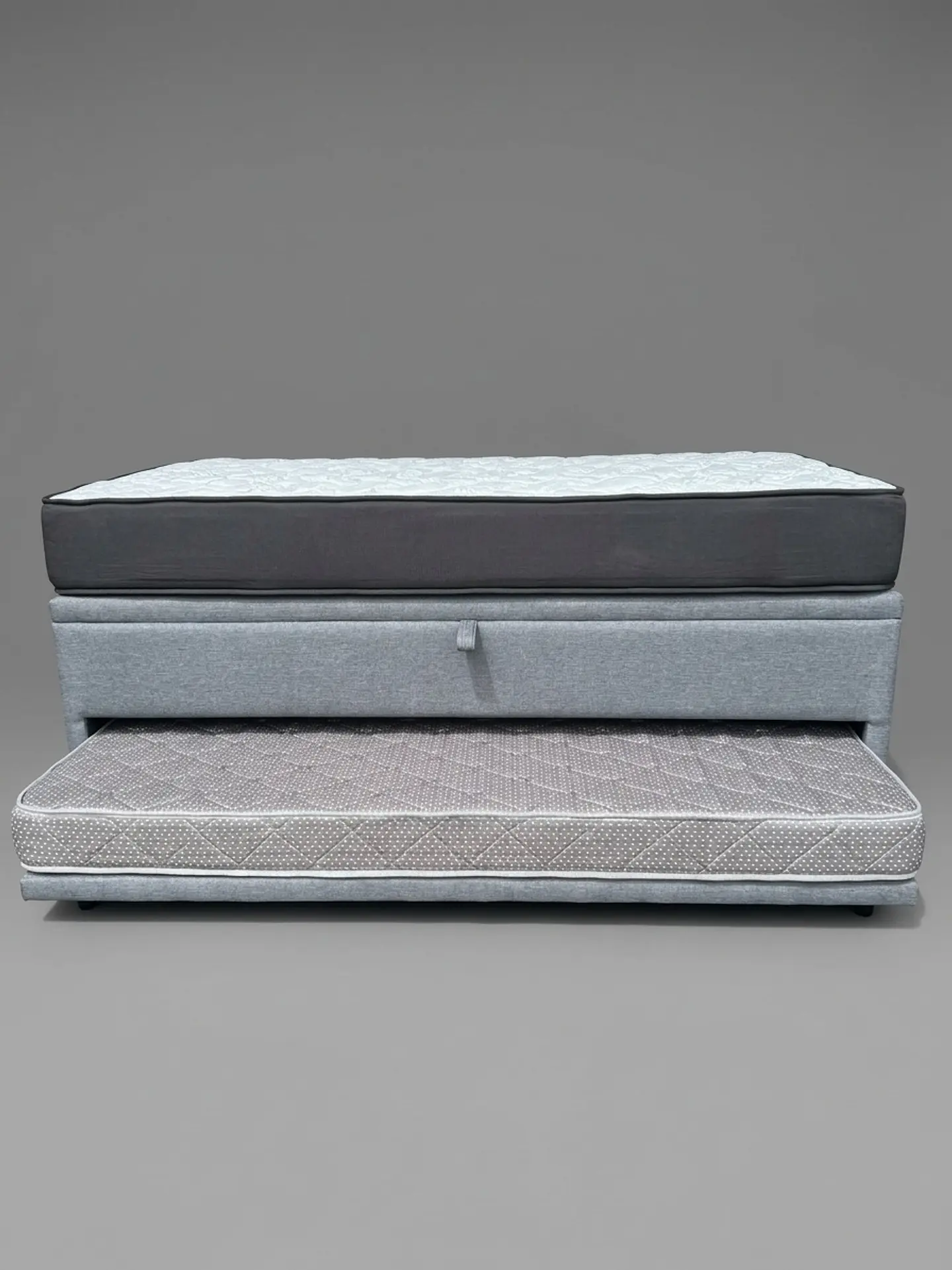 Cama Nido Baúl TRIPLE 1.5p - 200cm Arriba / 190cm Abajo + Colchón Black e Ideal- Patas Madera 3