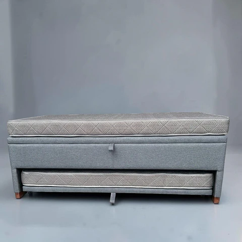Cama Baúl TRIPLE 1.5p - 200cm Arriba / 190cm Abajo + Colchón Ideal - Patas Madera