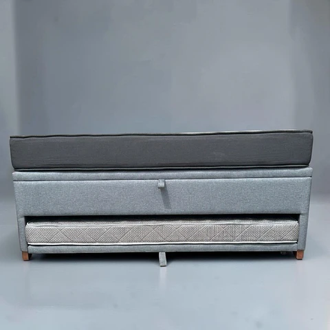 Cama Baúl TRIPLE 1.5p - 200cm Arriba / 190cm Abajo + Colchón Black e Ideal- Patas Madera