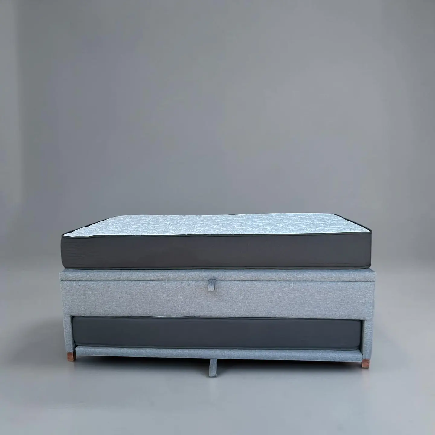 Cama Baúl TRIPLE 1.5p - 200cm Arriba / 190cm Abajo + Colchón Black - Patas Madera 4