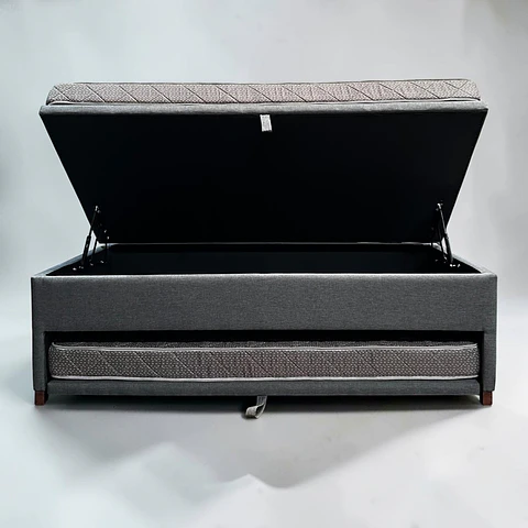 Cama Baúl TRIPLE 1.5p - 200cm Arriba / 190cm Abajo + Colchón Ideal - Patas Madera