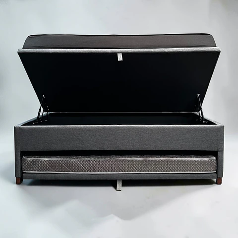 Cama Baúl TRIPLE 1.5p - 200cm Arriba / 190cm Abajo + Colchón Black e Ideal- Patas Madera