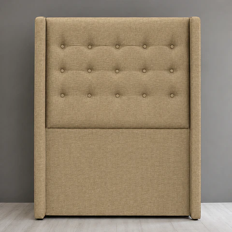 Respaldo De Cama De 1.5 Plaza - Con Retorno / Botonne Basico (Beige)