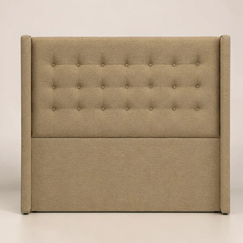 Respaldo De Cama De 2 Plazas - Con Retorno / Botonne Basico  (Beige)