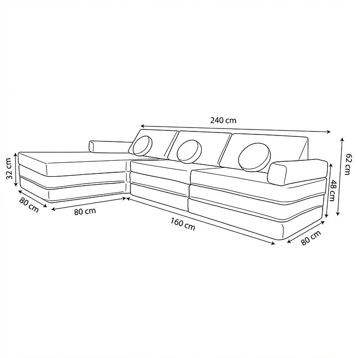 Sillón para Niños de juego Modular Triple 16