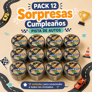 Pack 12 Sorpresas de Cumpleaños – Pista de Autos