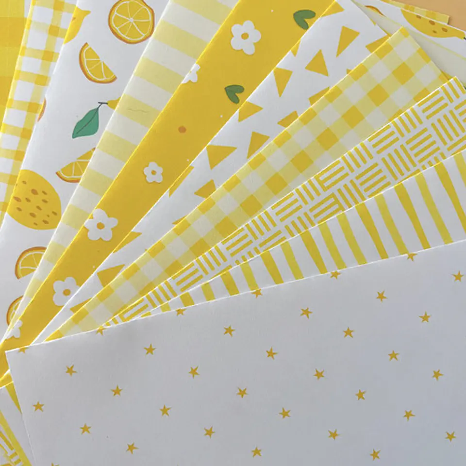 20 Papeles Scrapbook, Junk Journal, Papelería Amarillo 2