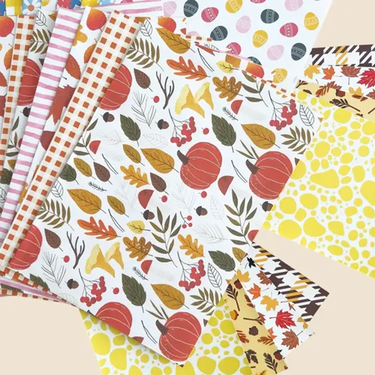 24 Papeles Scrapbook, Junk Journal, Papelería Otoño Pascua 2