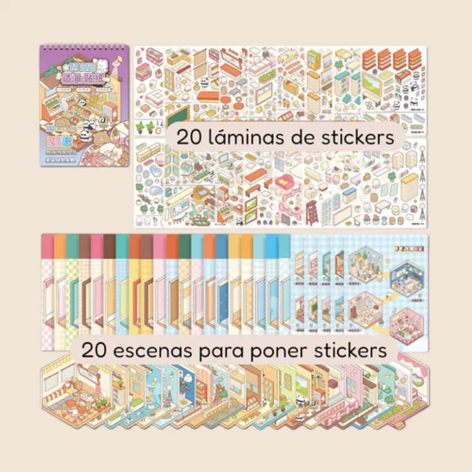 Stickers Libro Escenas Kawaii Pegatinas 7