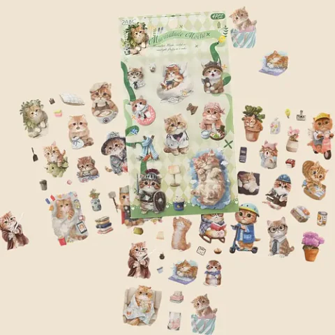 4 Láminas Stickers Pegatinas Perritos Y Gatitos Junk Journal