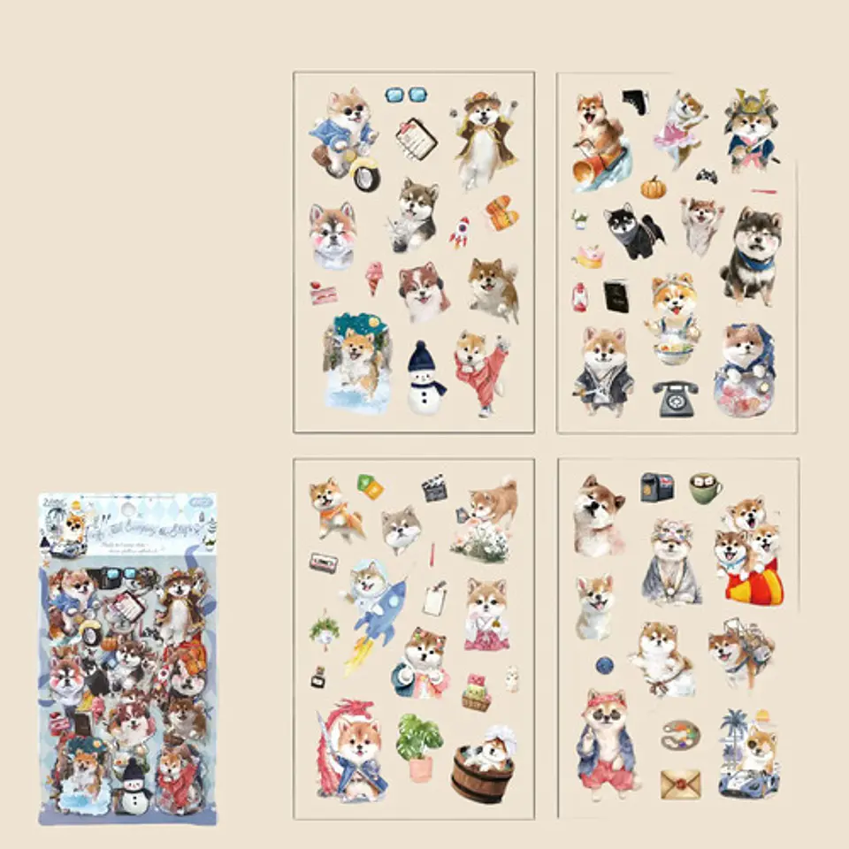 4 Láminas Stickers Pegatinas Perritos Y Gatitos Junk Journal 7
