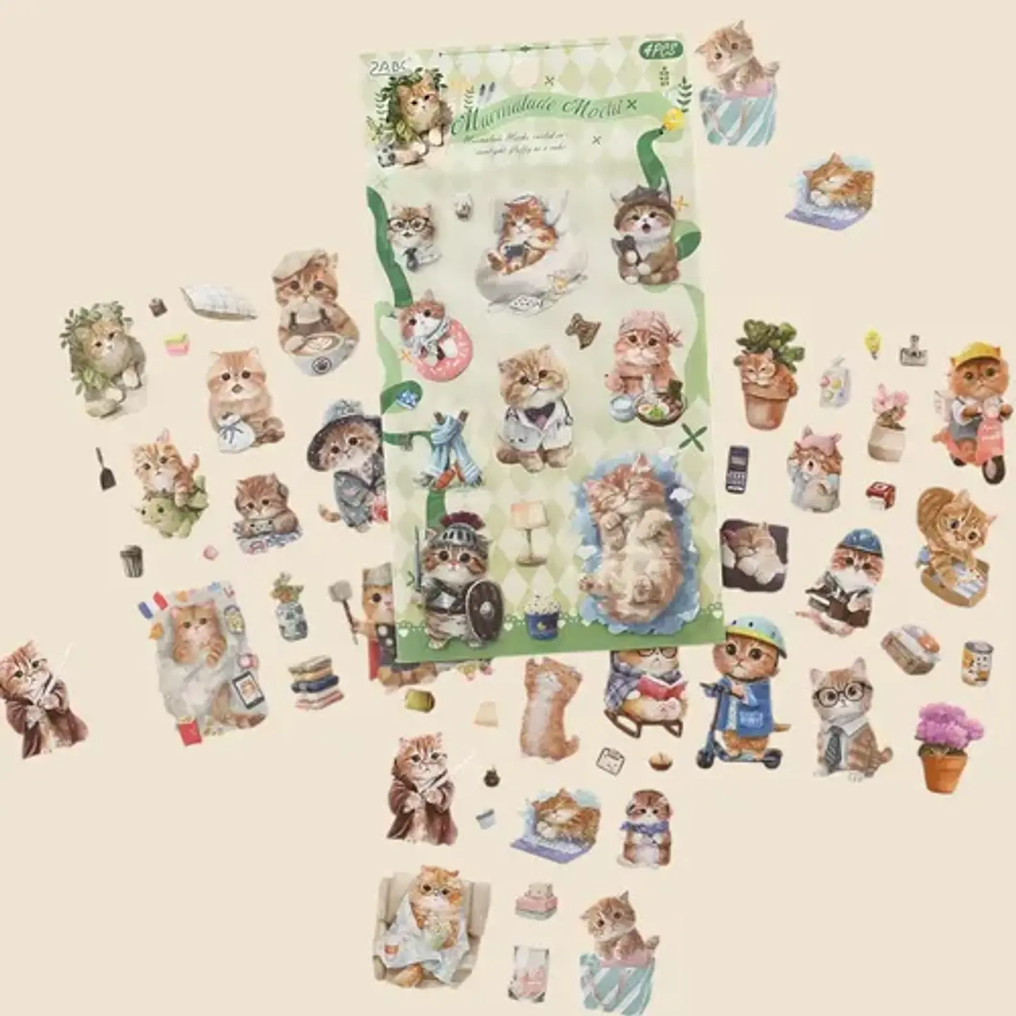 4 Láminas Stickers Pegatinas Perritos Y Gatitos Junk Journal 14