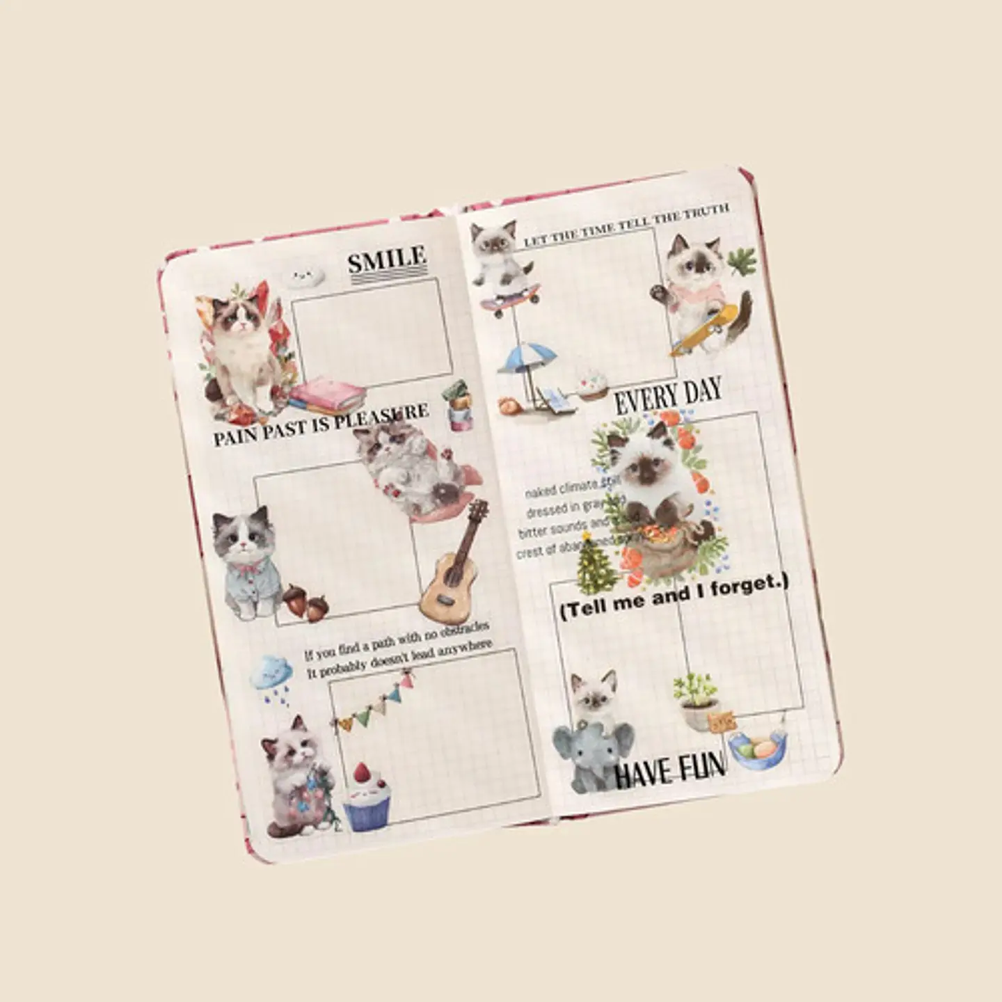 4 Láminas Stickers Pegatinas Perritos Y Gatitos Junk Journal 23