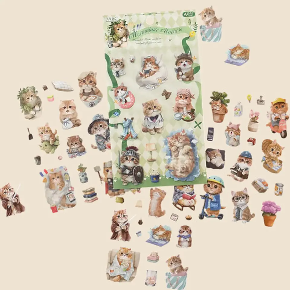 4 Láminas Stickers Pegatinas Perritos Y Gatitos Junk Journal 27
