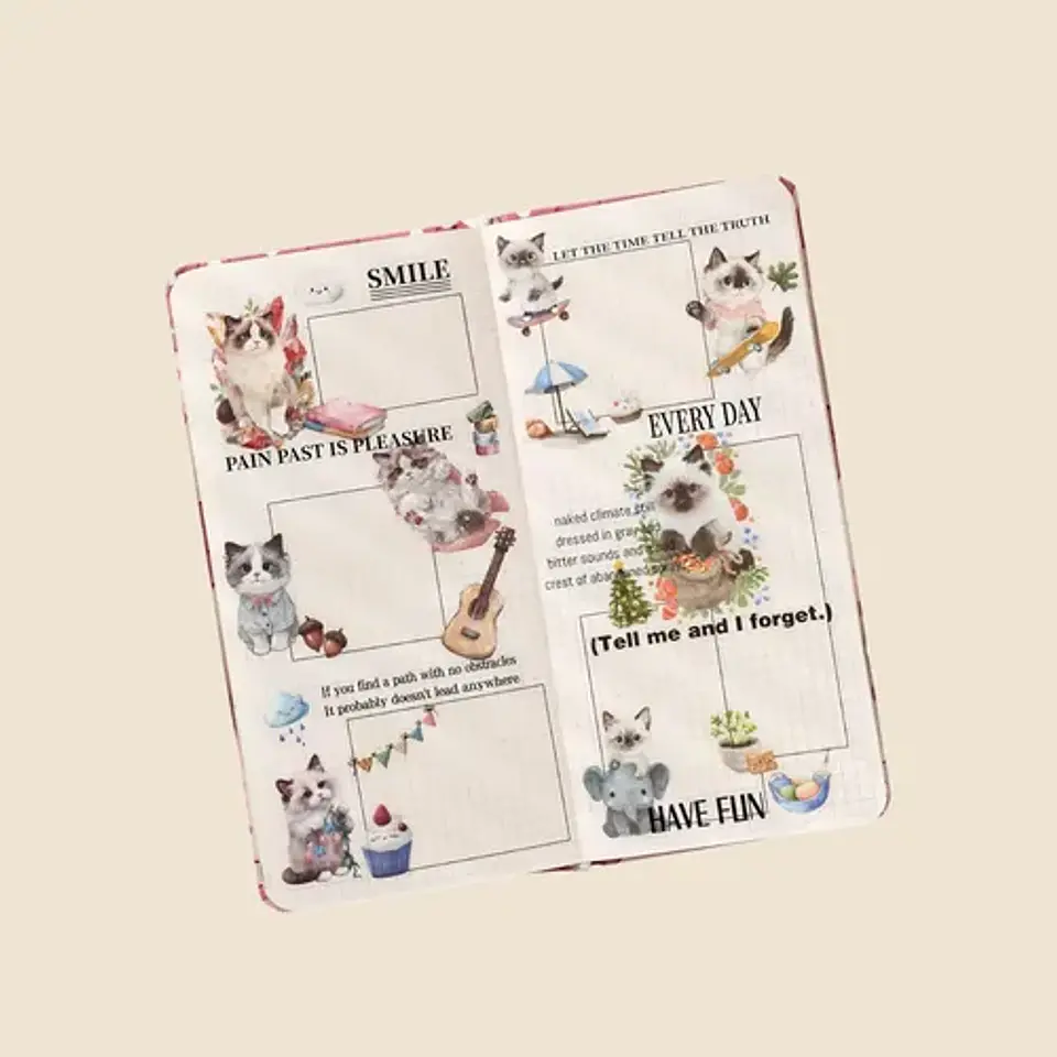4 Láminas Stickers Pegatinas Perritos Y Gatitos Junk Journal 29