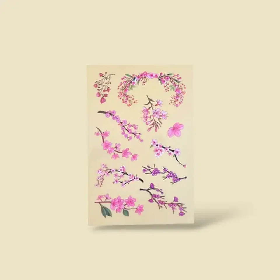 6 Láminas Stickers Hojas Rosadas Journaling, Junkjournal 5