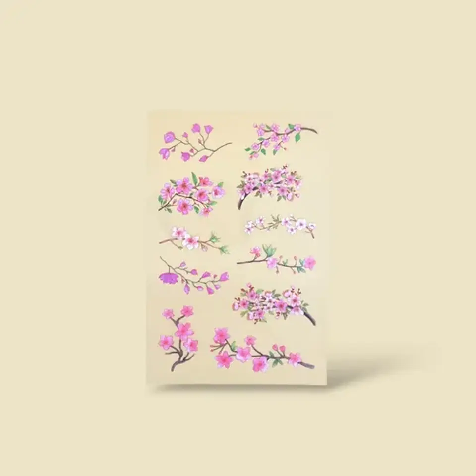 6 Láminas Stickers Hojas Rosadas Journaling, Junkjournal 7
