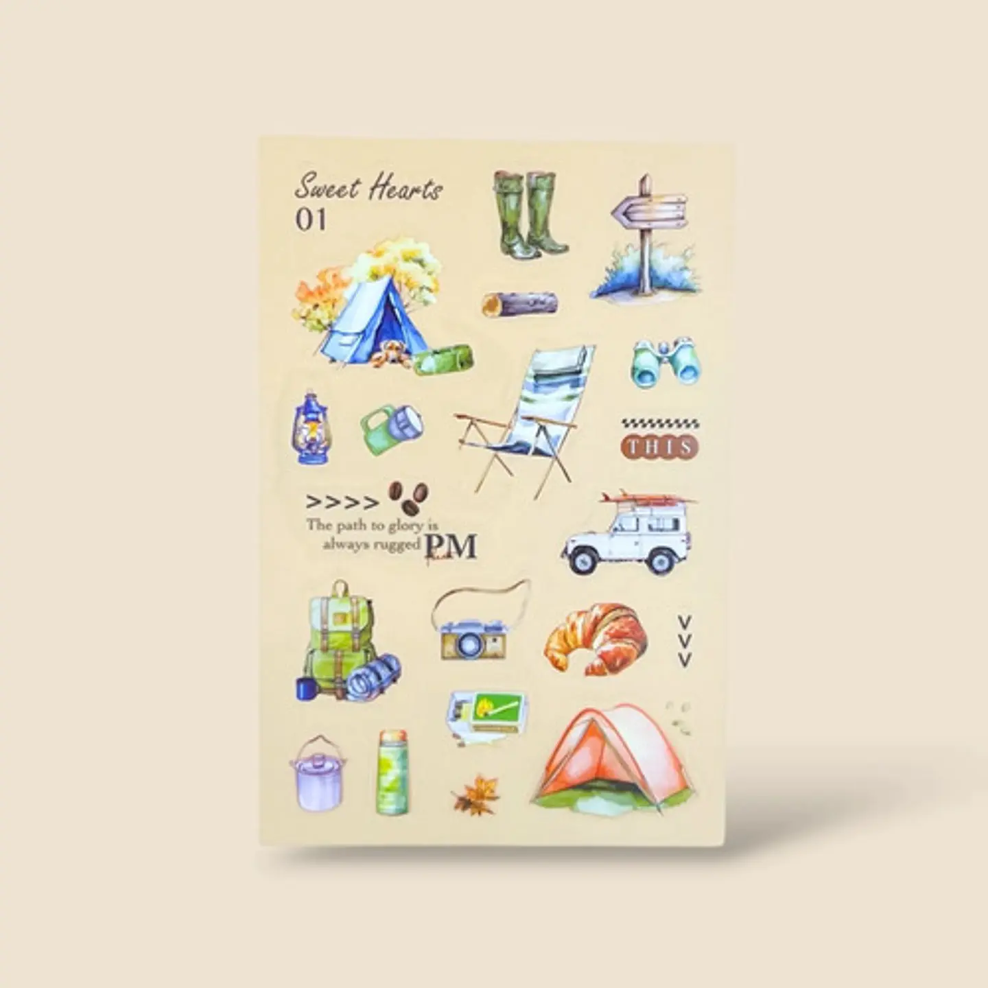 4 Láminas Stickers De Camping . Pegatinas Journaling 2