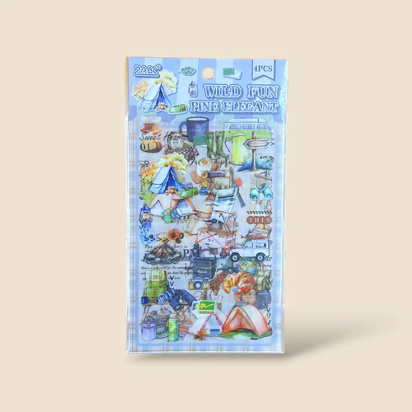 4 Láminas Stickers De Camping . Pegatinas Journaling 6