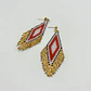 Aros Rombo Flecos L Con Detalles Baño En Oro. Pendientes - Miniatura 1