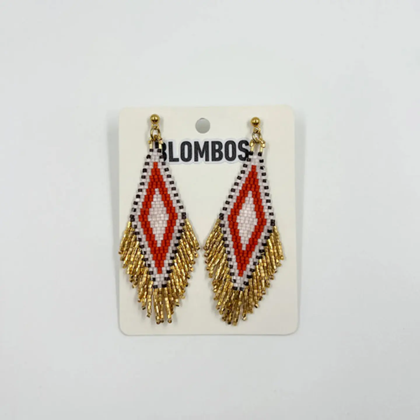 Aros Rombo Flecos L Con Detalles Baño En Oro. Pendientes 4