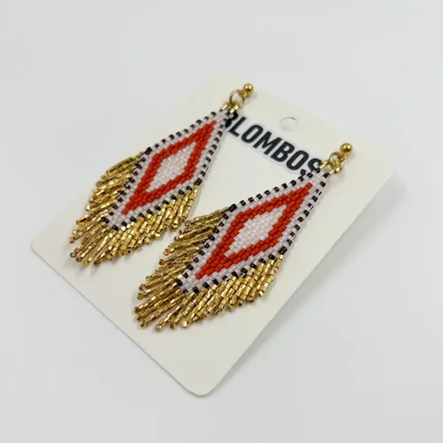 Aros Rombo Flecos L Con Detalles Baño En Oro. Pendientes 5