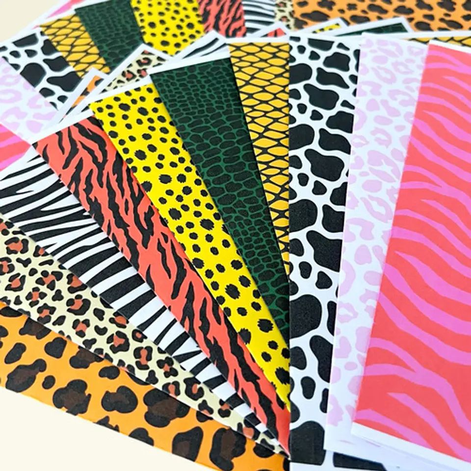 20 Papeles Scrapbook, Junk Journal, Papelería Animal Print 1 3