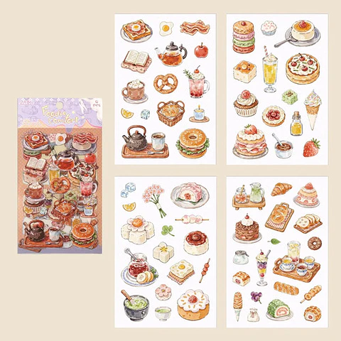 4 Láminas De Stickers Pegatinas De Comida Junk Journal