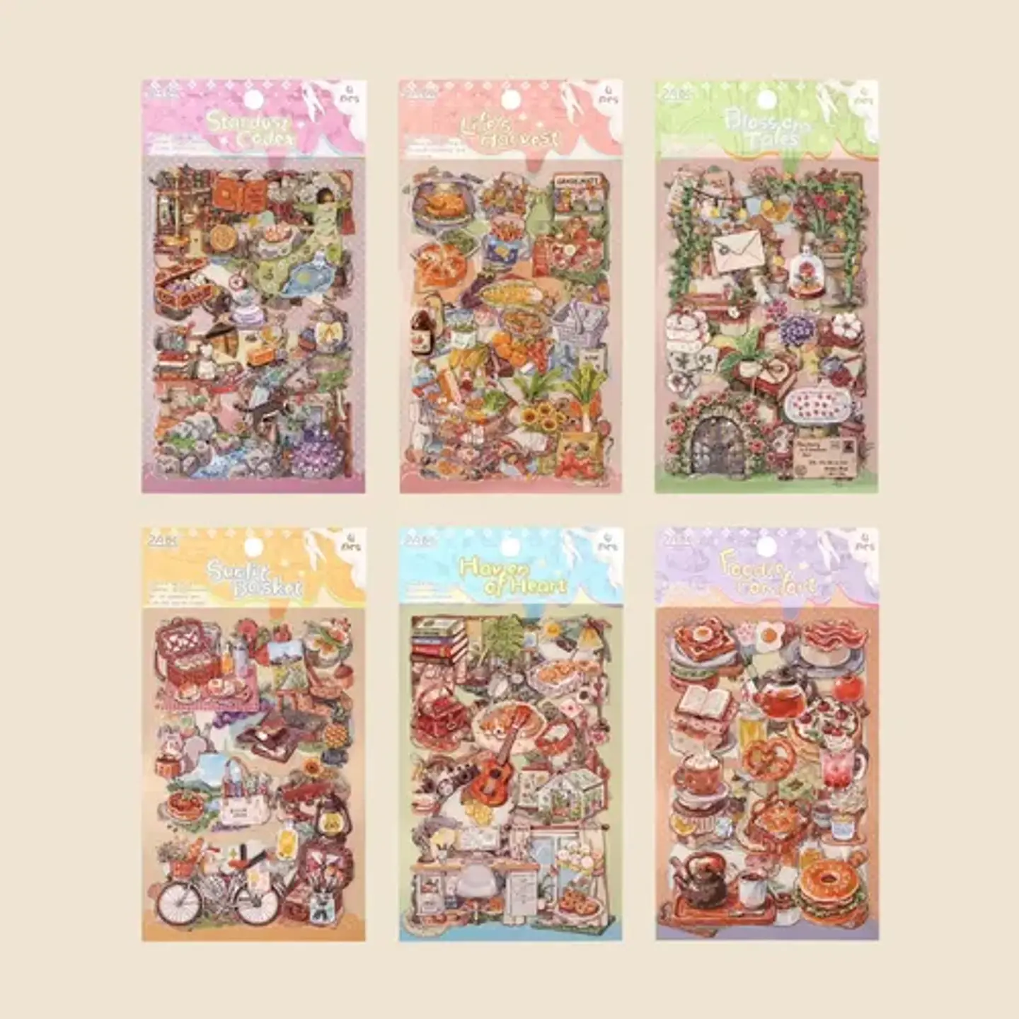 4 Láminas De Stickers Pegatinas De Comida Junk Journal 8