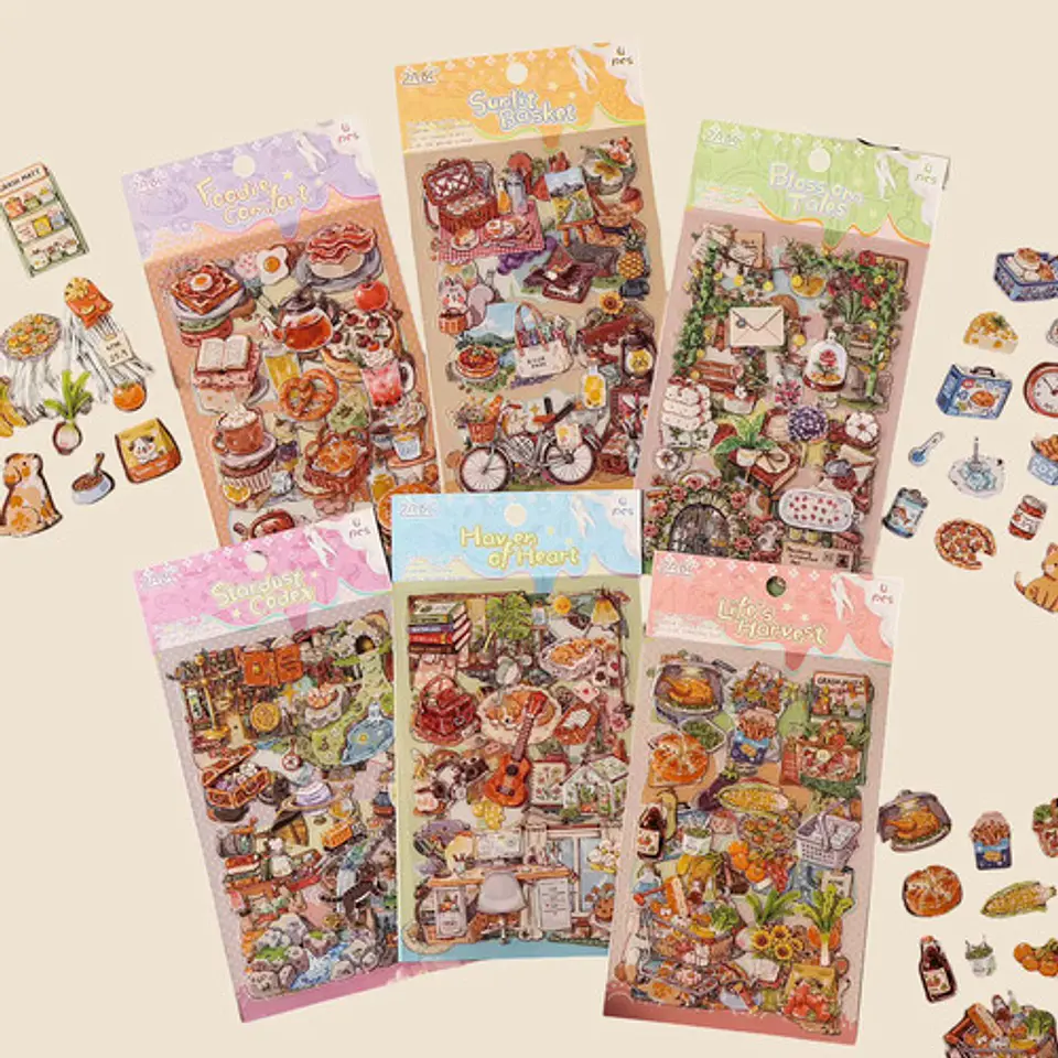 4 Láminas De Stickers Pegatinas De Comida Junk Journal 10