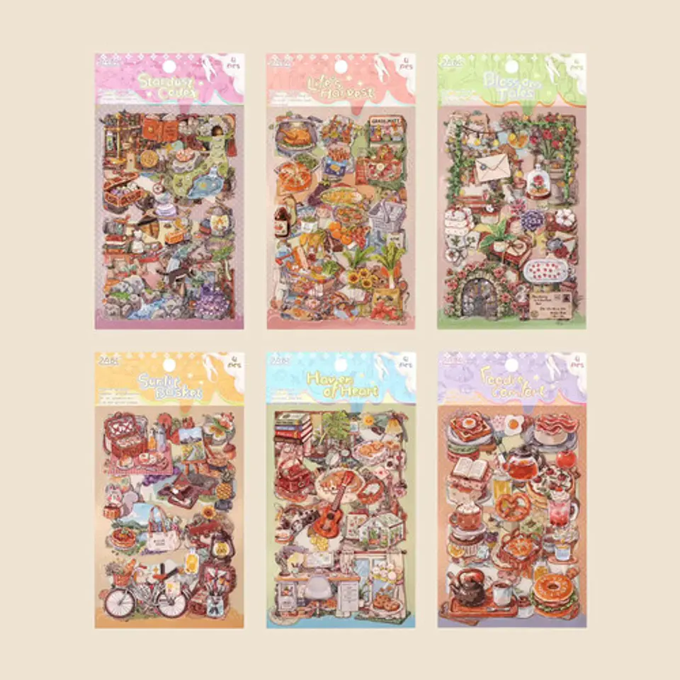 4 Láminas De Stickers Pegatinas De Comida Junk Journal 12