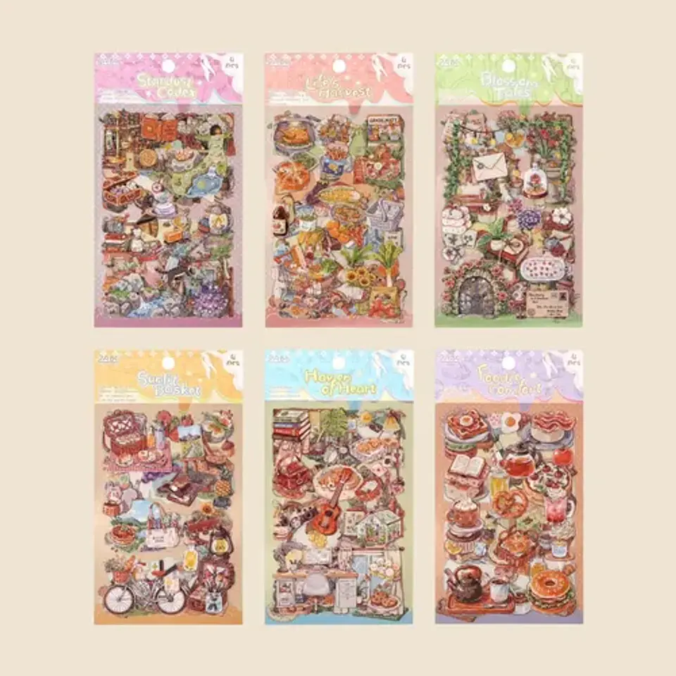 4 Láminas De Stickers Pegatinas De Comida Junk Journal 20