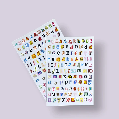 2 Láminas De Stickers, Pegatinas De Letras De Collage