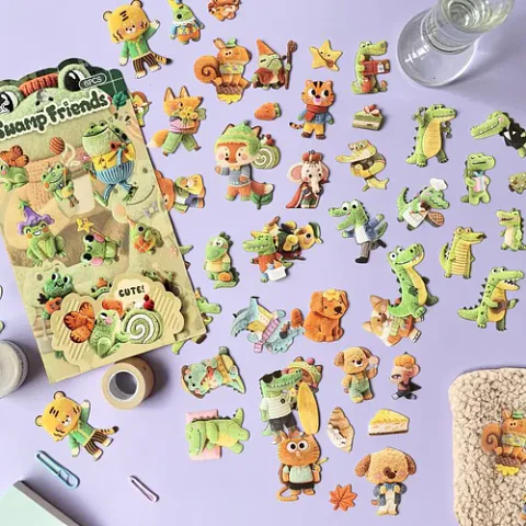 6 Láminas Stickers Pegatinas Animales Peluches Junkjournal