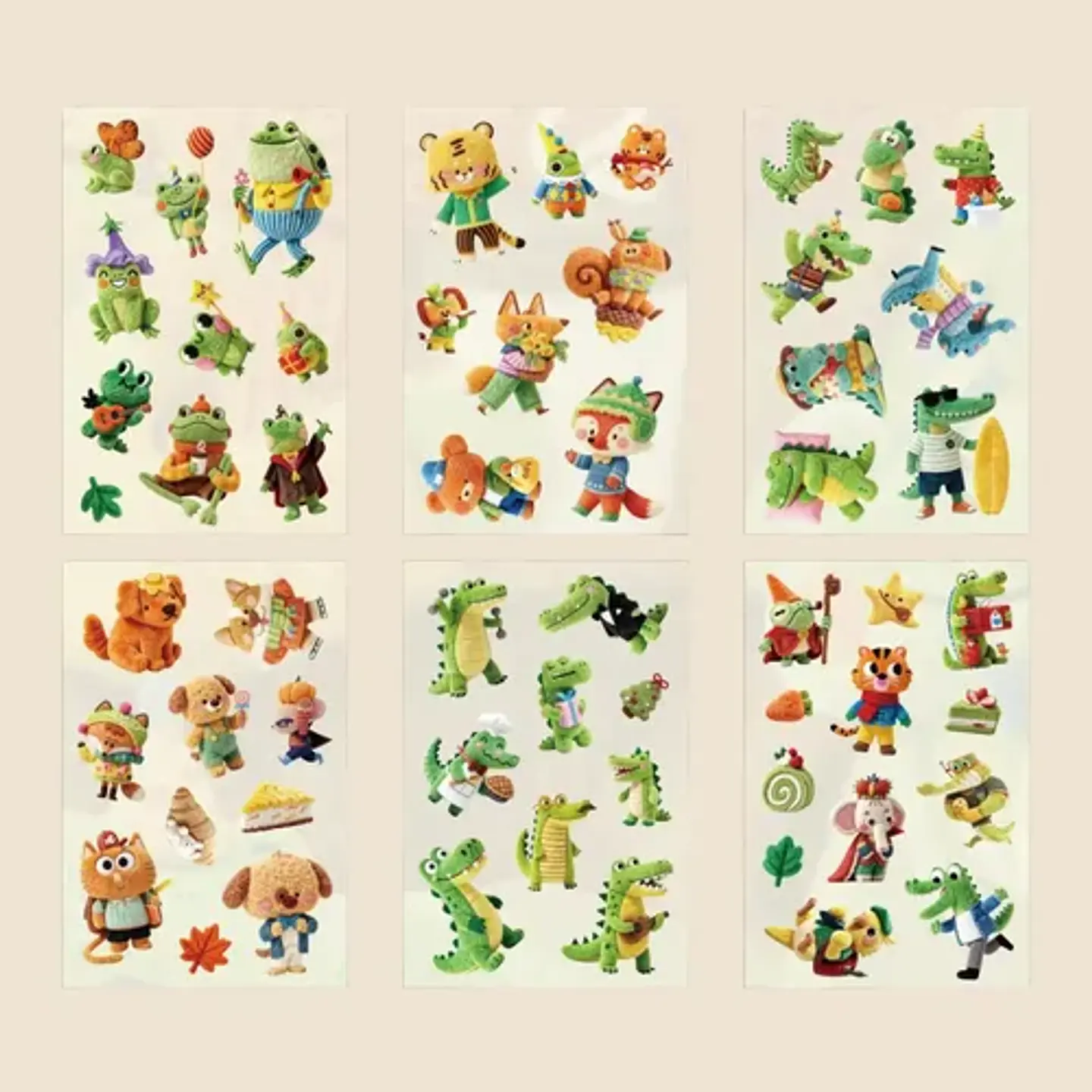 6 Láminas Stickers Pegatinas Animales Peluches Junkjournal 2