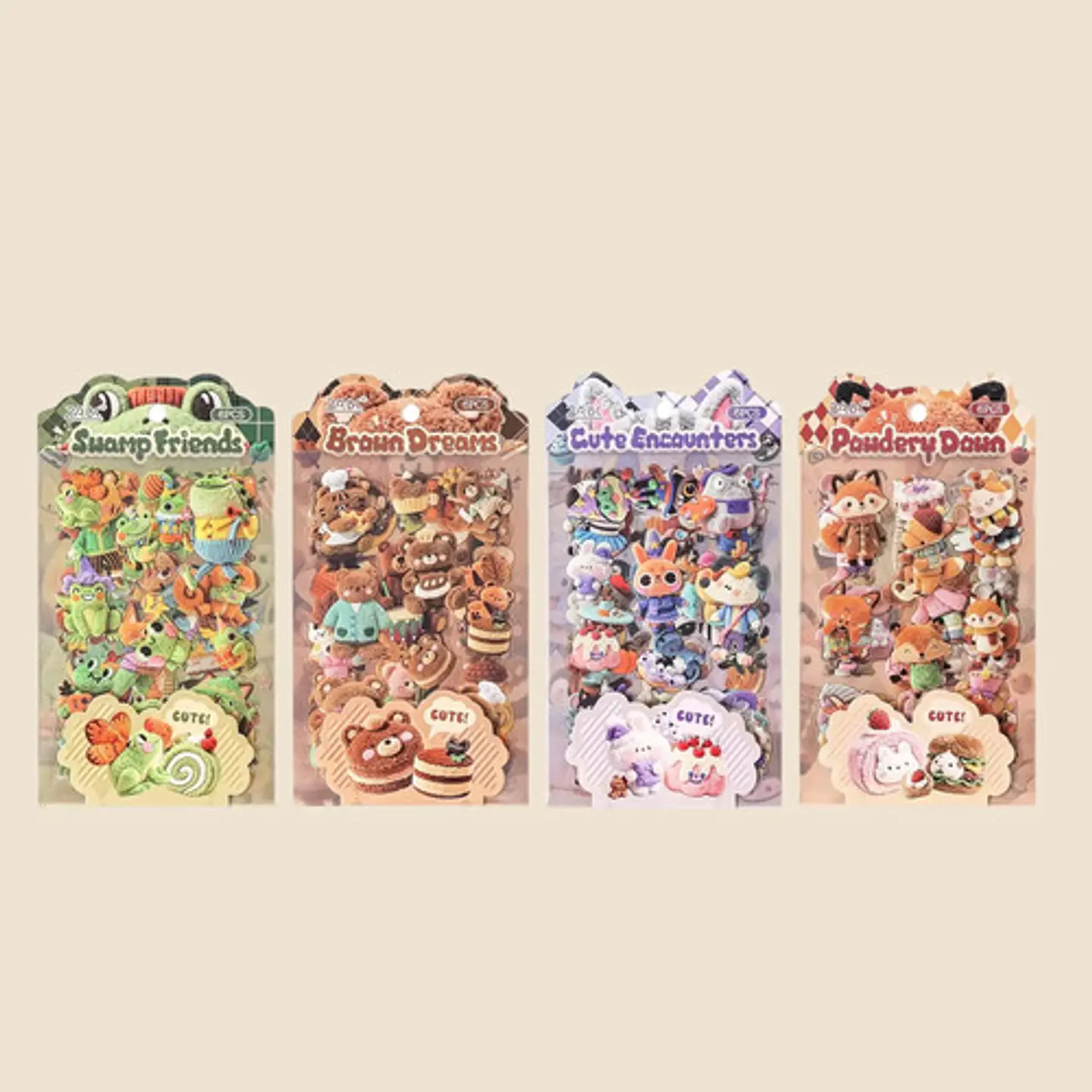 6 Láminas Stickers Pegatinas Animales Peluches Junkjournal 12