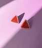 Aros Sankaku Rojo Y Rosado Con Detalles En Oro. Pendientes - Miniatura 1