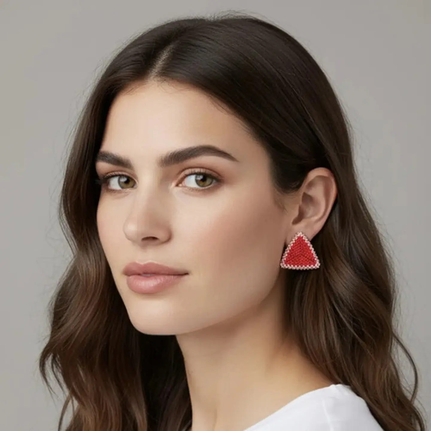 Aros Sankaku Rojo Y Rosado Con Detalles En Oro. Pendientes 2