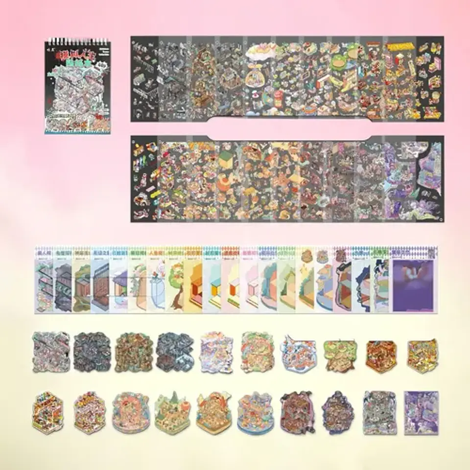 Stickers Libro Escenas Halloween Rosa Y Negro Pegatinas 3