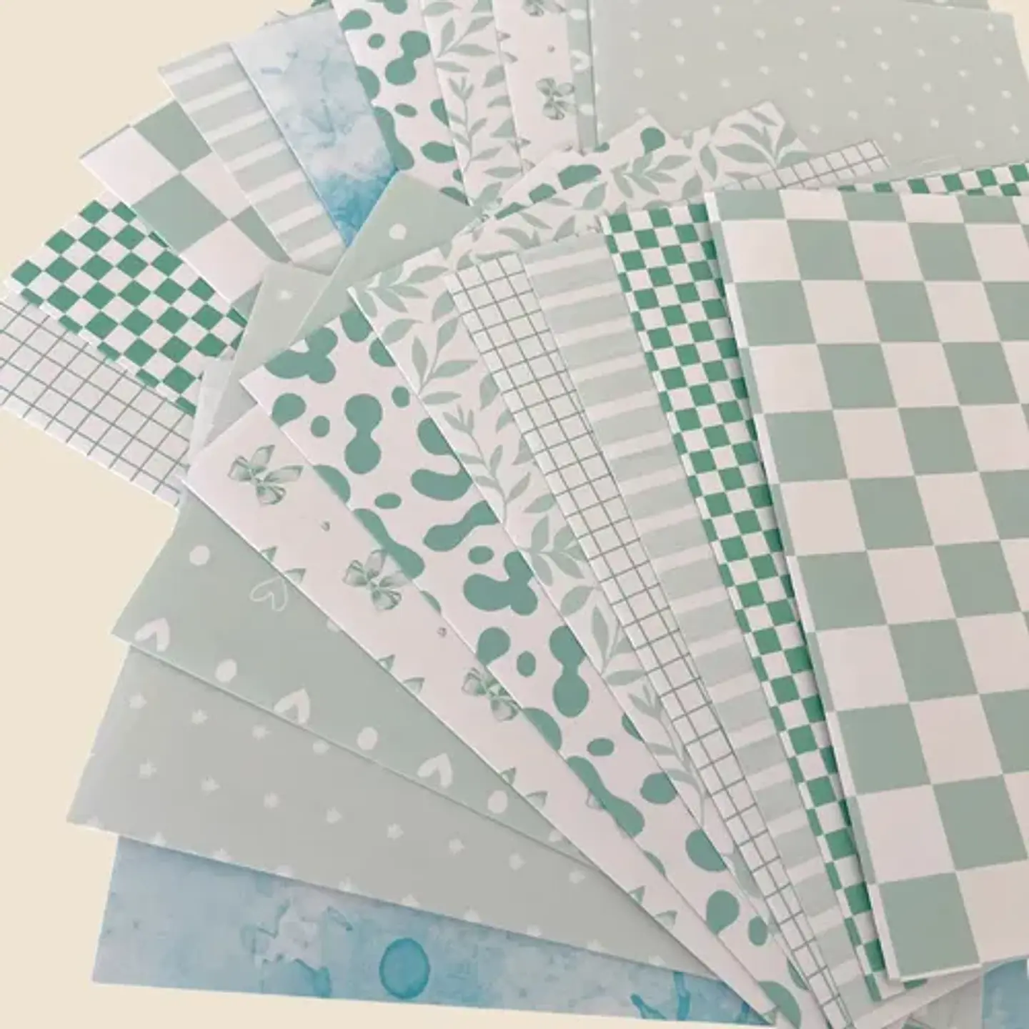 20 Papeles Scrapbook, Junk Journal, Papelería Verde Vol 2 2